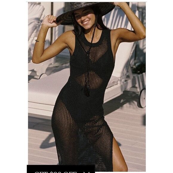 NEW $148  Beach Riot Holly Dress Swim Cover-up Black Size Large NWOT - Picture 1 of 9